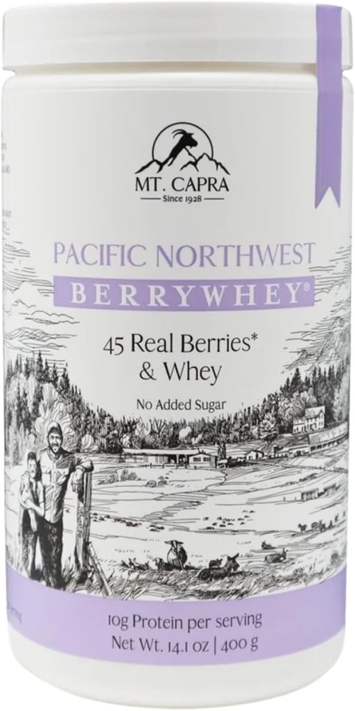 Mt. Capra Pacific Northwest BerryWhey ← Non-GMO Meal Replacement Shake High in Antioxidants with Locally Grown Blueberries, Aronia Berry, and Goat Whey Protein  10 Servings - 14.1 oz