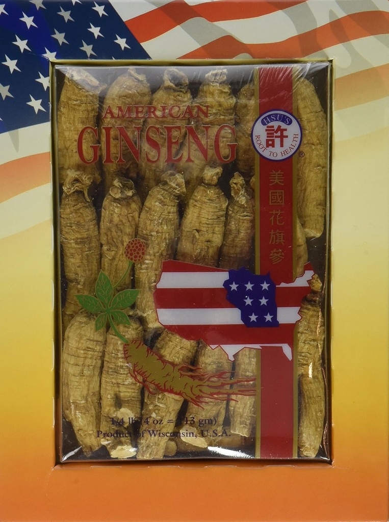 Hsu's SKU 0132-4, Ginseng Half Short Medium Cultivated American Ginseng Roots (4 oz = 113 gm/Box), 0132-4, 0132.4