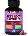 Beet Root Capsules 1000mg Por Serving, soporta la producción de óxido nítrico " Presión de sangre, con extracto de cobre negro, no GMO, Gluten Free, Vegan - 120 Condes