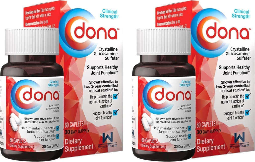 WynnPharm Dona Sulfato de Glucosamina Cristalina, 750 Mg, Píldoras de Suplemento Conjunto para el Confort de la Mancha de la Mancha, 750 Mg, 60 Conde (2 Pack).