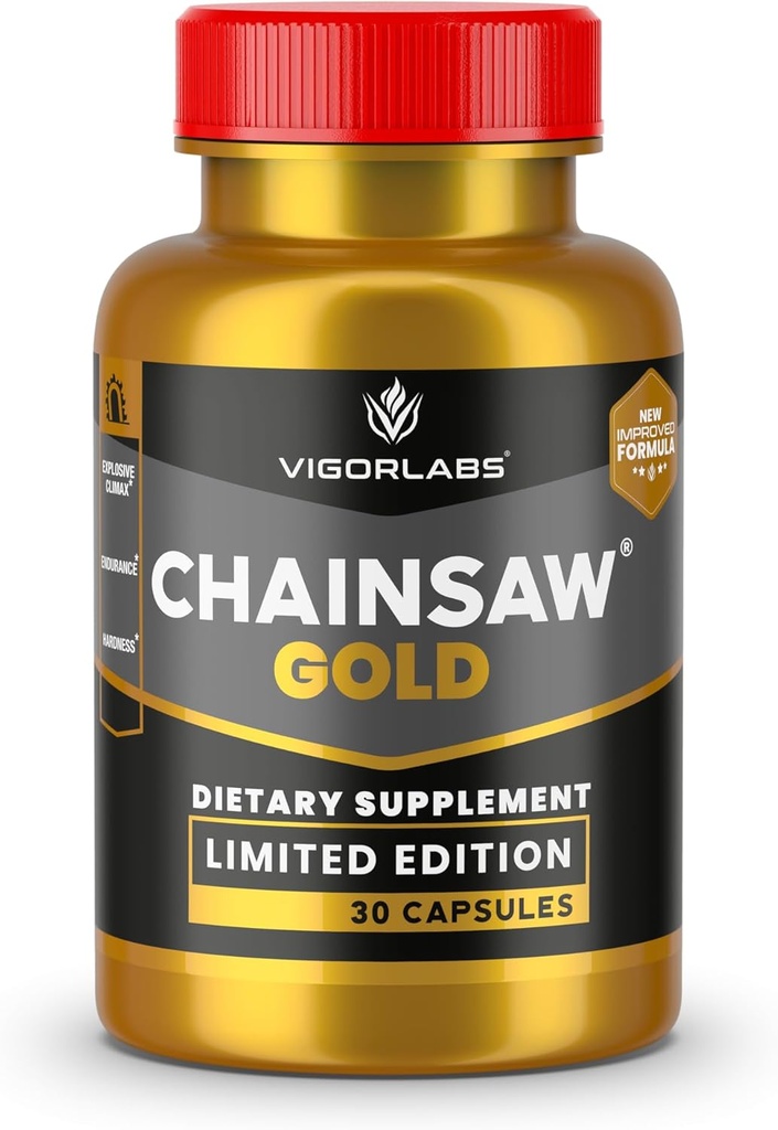 Vigor Labs Chainsaw Gold - Limited Edition, soporta resistencia y resistencia, ayuda a Climax más fuerte (Made in the USA)