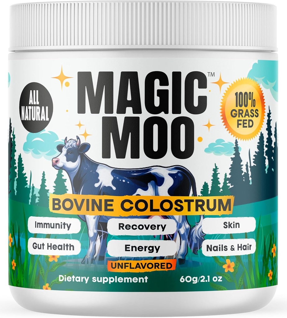 Colostrum Supplement Powder - Immune & Gut Health Support | Energy, Recovery, Hair, Skin & Nails | Premium Bovine Colostrum for Humans, 100% Grass Fed | All-Natural | Unflavored Powder, 60g