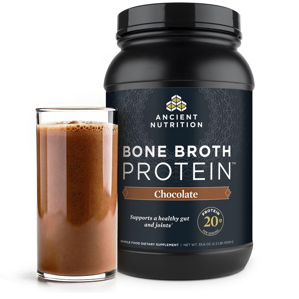Ancient Nutrition Grass Fed, Cage Free, Bone Broth Protein Powder, 20g Protein, Hydrolyzed Collagen Peptides, Keto & Paleo Friendly, Supports Joint, Gut Health, Chocolate, 40 Servings