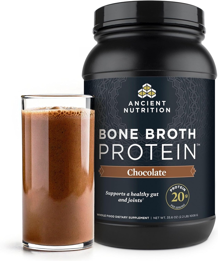 Antiguo Grasa de Nutrición Fed, libre de jaulas, bonificación Broth Protein Powder, 20g Protein, hidrolizado Collagen Peptides, Keto & Paleo Friendly, Apoya Conjunto, Gut Health, Chocolate, 40 Servimientos