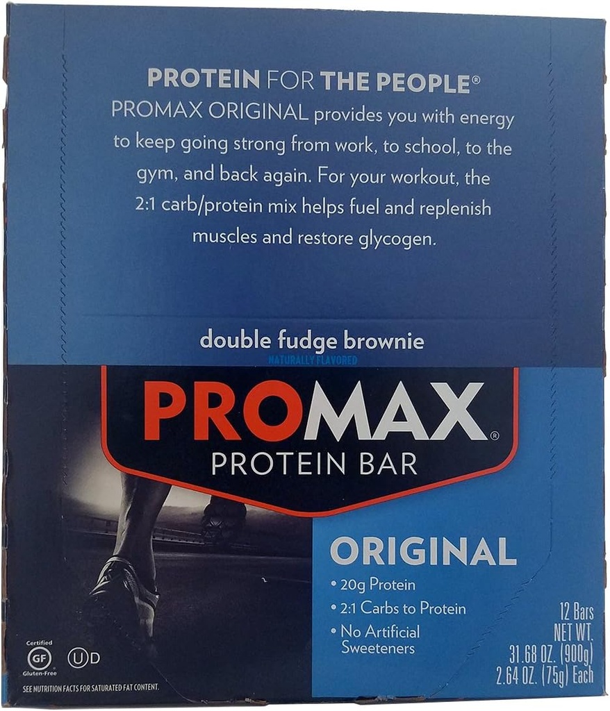 Promax Protein Bar Double Fudge Brownie - 12 - 2.64 oz (75 g) bars [31.68 oz (900 g)]