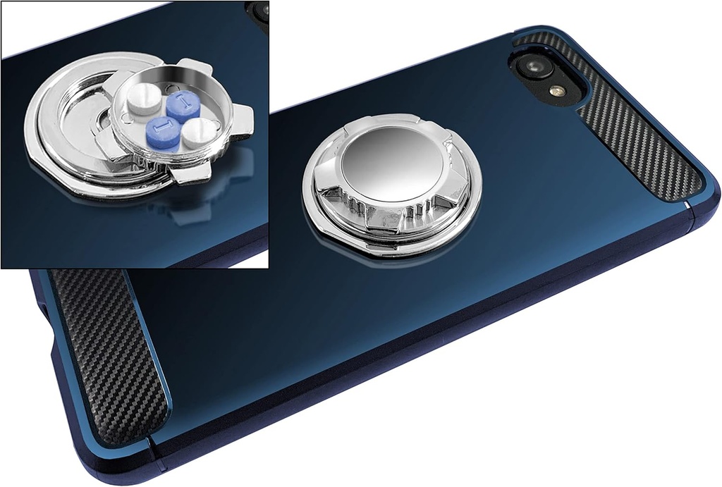 Medcenter Phone Stash Metal Pill Organizer for Phone, Portable Compact Pill Box, Phone Medication Case with Kick Stand to Hold Pills & Suplementos - Gift for Mom, Dad, " Elderly