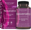 Belleza de reserva, Resveratrol 250 mg, Suplemento antioxidante para la salud cardíaca y celular, apoya el sistema de envejecimiento saludable e inmunológico, Paleo, Keto, 120 cápsulas