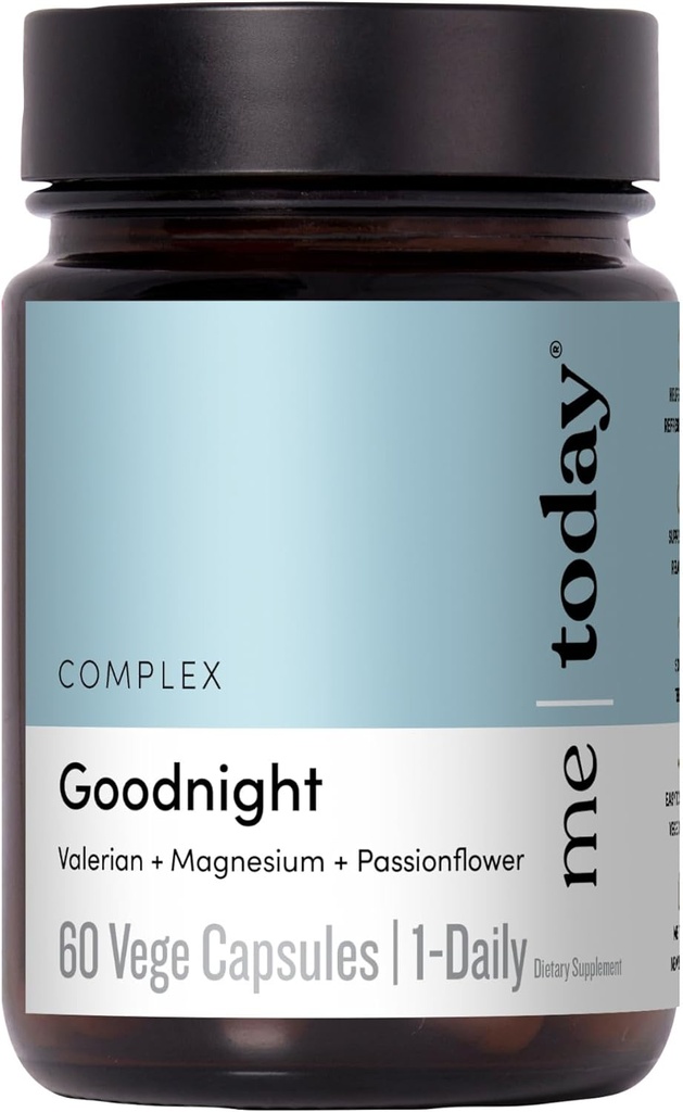 Me Today Goodnight Magnesium Sleep Aid Suplemento –Apoyos Descanso sueño, calma y relajación – Magnesio Vegano para la relajación muscular y la calma – 60 serviendo