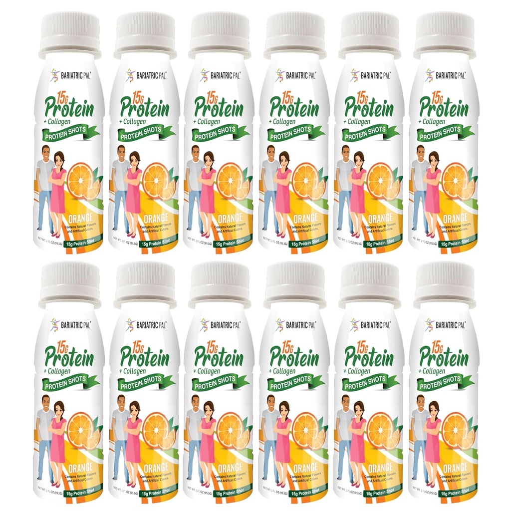 BariatricPal 15g Zapatos de proteína y colágeno listos para tomar - Naranja (12 botellas)