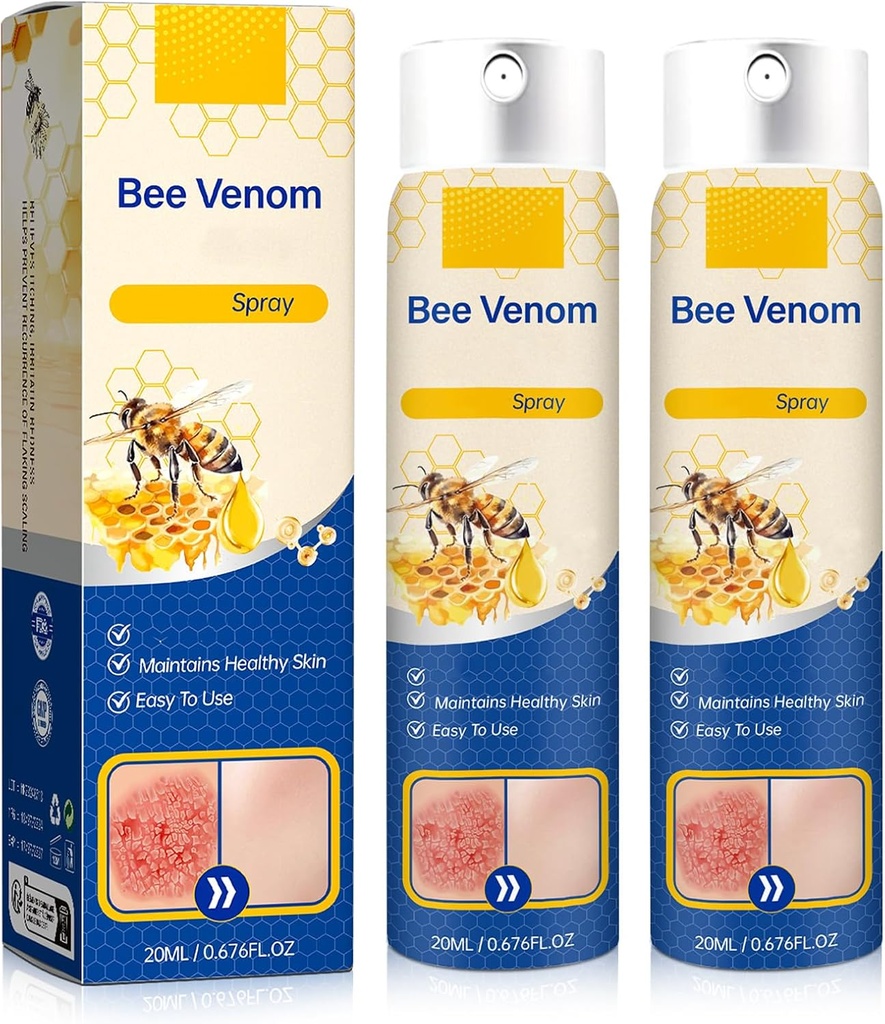 Reparación de veneno de abeja - 100% Puro Reparación de veneno natural, Rocia de piel de abeja para todos los tipos de piel (2PCS)