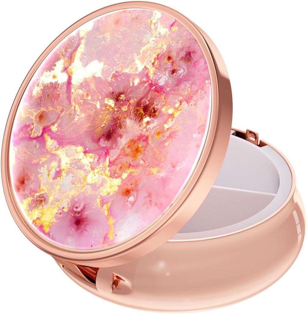 Caja de Píldora de Rouidr, 3 caja de Píldora de Medicina de Compartimiento, Caja de Medicina de Viajes de Metal Pequeño para Púrpura &amp; Púrpura, Oro Rosa