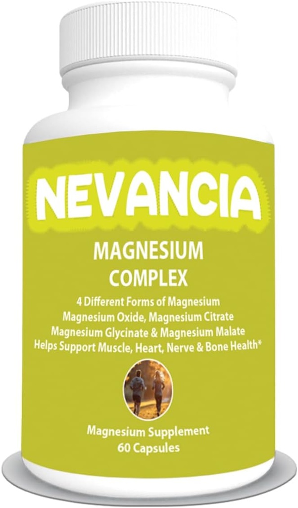 Complejo de Magnesio con Glycinate de Magnesio, Malate de Magnesio, Citrato de Magnesio, Oxido de Magnesio, Ayuda de Estrés " Sueño, Cerebro " , Muscle, Soporte de Bono Conjunto