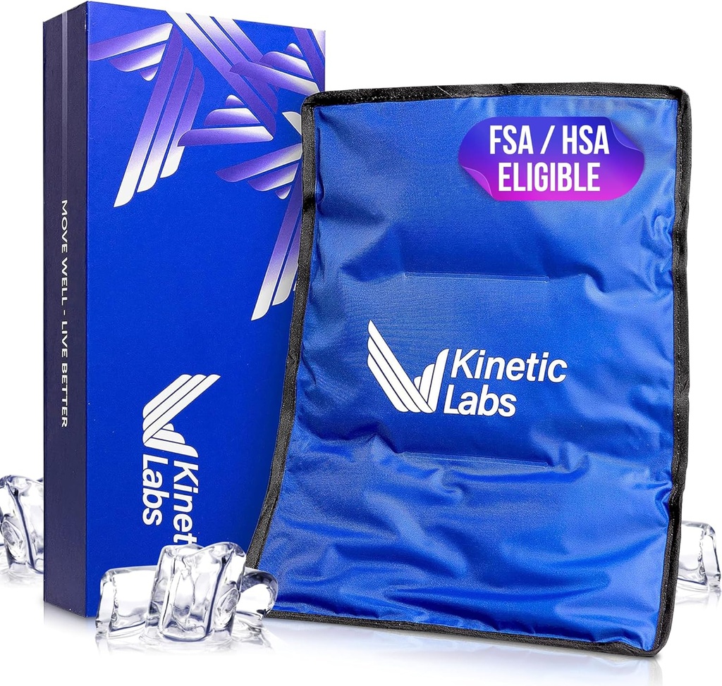 Kinetic Labs Reusable Ice Pack for Injuries - Gran Ice Pack for Back Pain Relief (11x14.5) - Gran Ice Gel Pack for Back, Knee, Hombro, Hip