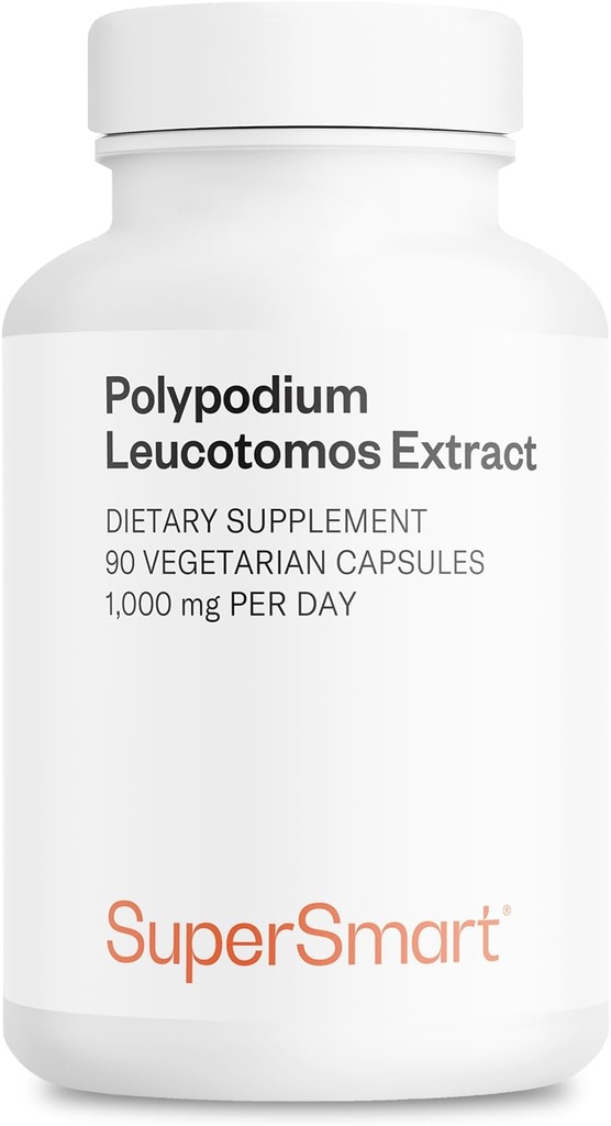 Supersmart - Polypodium Leucotomos Extracto 1000 mg por día (Suplemento PLE) - Protección de la piel " Salud - Fórmula antioxidante - Fern Extract  Gluten Free - 90 cápsulas vegetarianas
