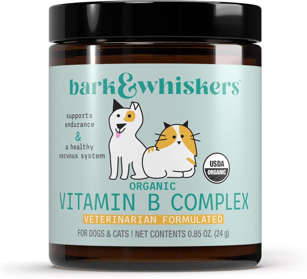 Complejo de vitamina B ecológica Bark " Whiskers " , 0,85 Oz. (24 g), 60 Scoops, soporta un sistema nervioso saludable " resistencia, formulación veterinaria, no transgénico, certificado USDA Organic, Dr. Mercola
