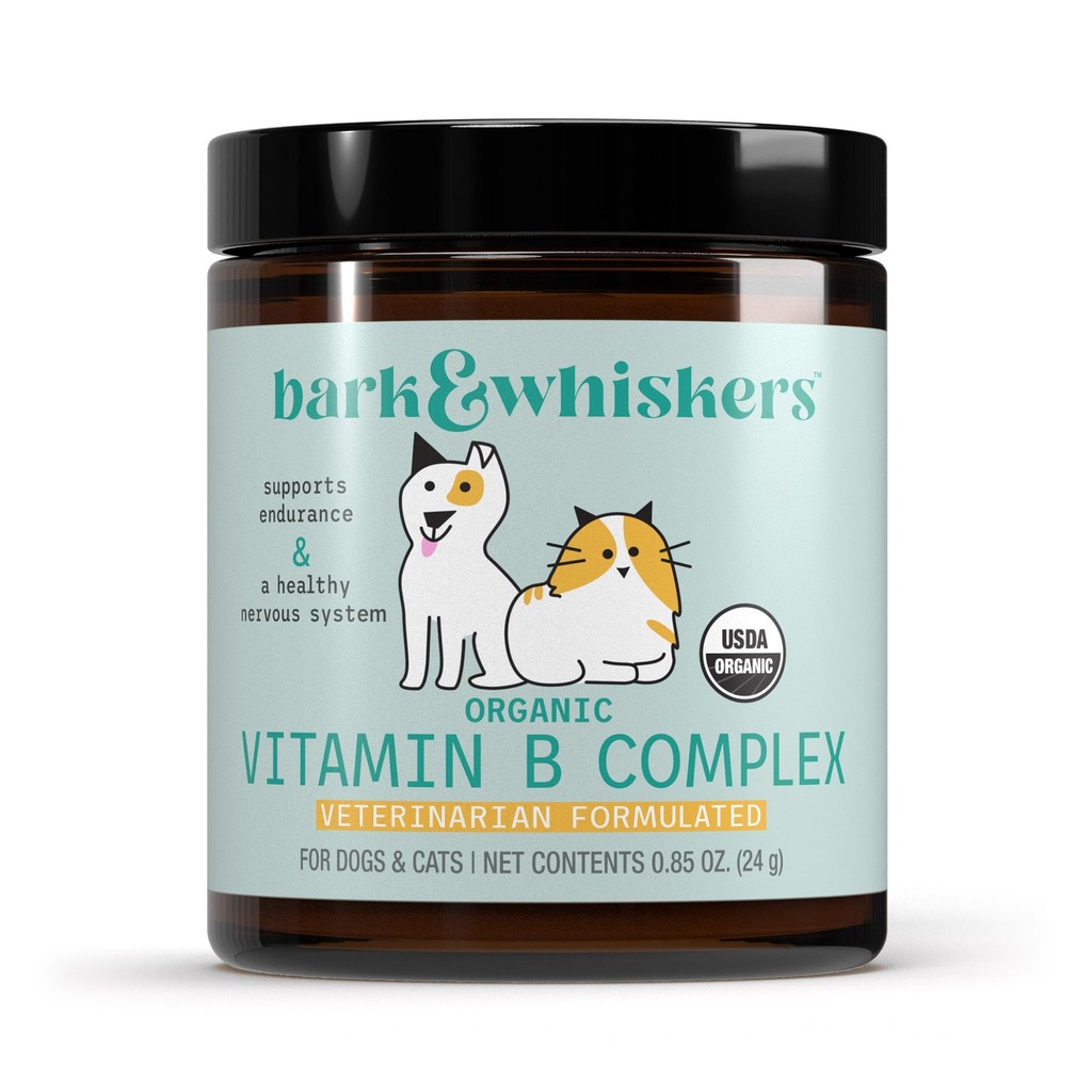 Complejo de vitamina B ecológica Bark " Whiskers " , 0,85 Oz. (24 g), 60 Scoops, soporta un sistema nervioso saludable " resistencia, formulación veterinaria, no transgénico, certificado USDA Organic, Dr. Mercola