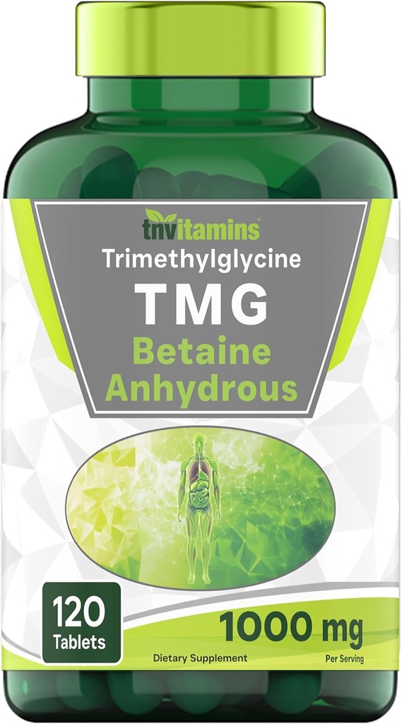 TMG Suplemento 1000mg (Betaine Anhydrous) 120 Tablets  Better Than Betaine HCL* ← Homocysteine Support* ← Trimetilglycine ← No GMO, Made in The USA!