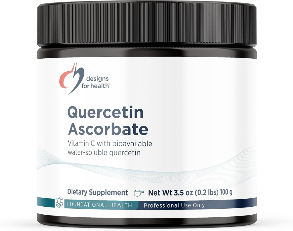 Designs for Health Quercetin-Ascorbate Powder - 240mg QuerceSOL™ Supplement - Vitamin C to Help Support Normal Histamine Response - Easy Drink Add-in, Vegan (77 Servings / 100g)