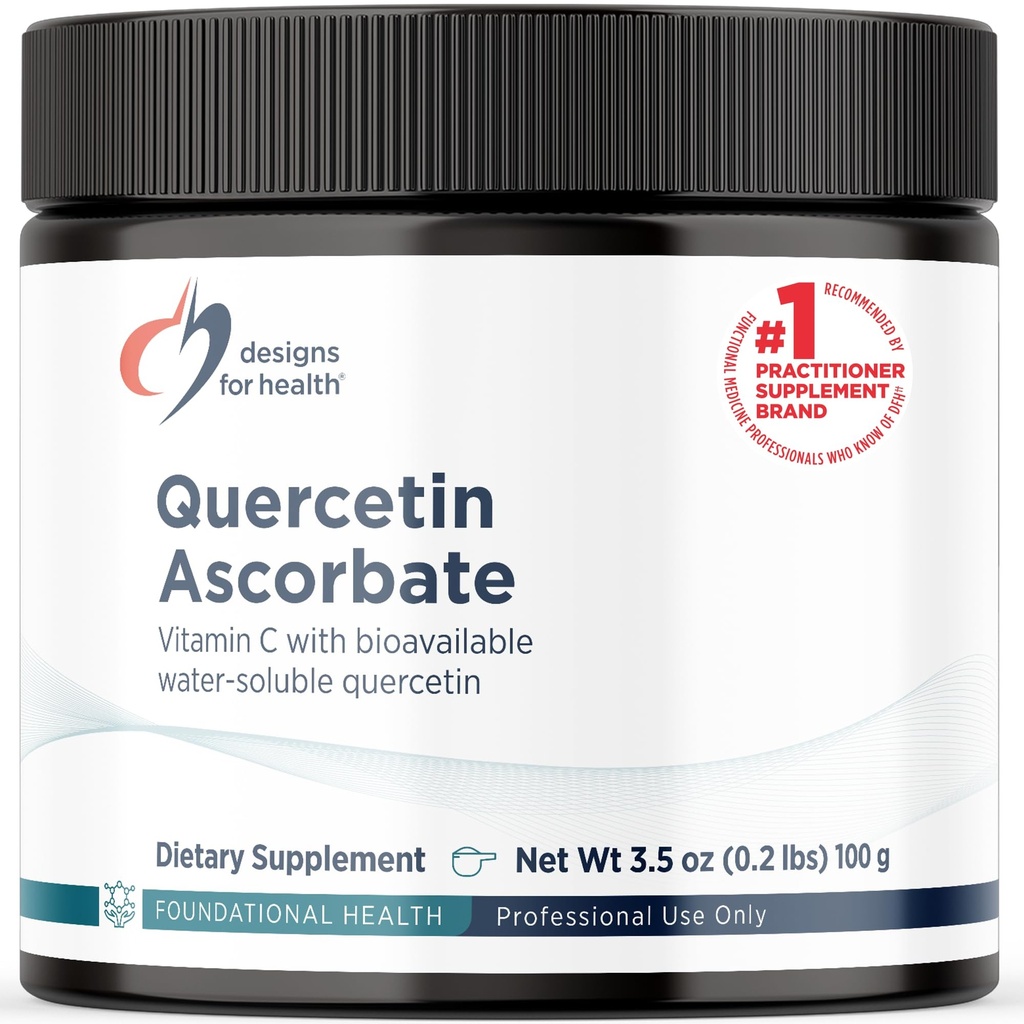Designs for Health Quercetin-Ascorbate Powder - 240mg QuerceSOLTM Supplement - Vitamina C to Help Support Normal Histamine Response - Easy Drink Add-in, Vegan (77 Servings / 100g)