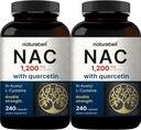 2 Pack NAC Supplement (N-Acetyl Cysteine) with Quercetin, 1,200mg Por Serving, 480 Capsules ← Double Strength Antioxidant Support for Immune, Liver, & Lung Health – Non-GMO