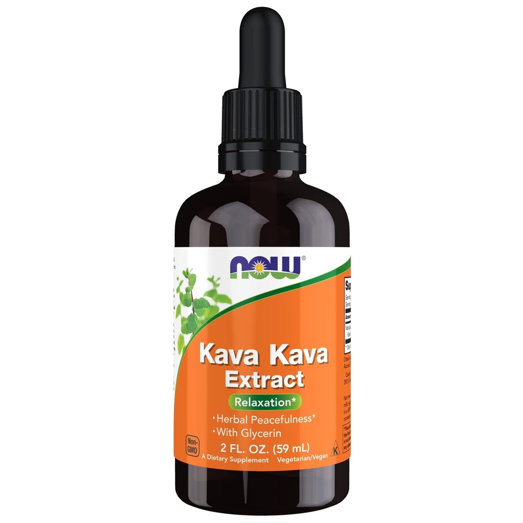 AHORA Suplementos de alimentos, Kava Kava Extract líquido con glicerina, gotero incluido, relajación*, 2 onzas