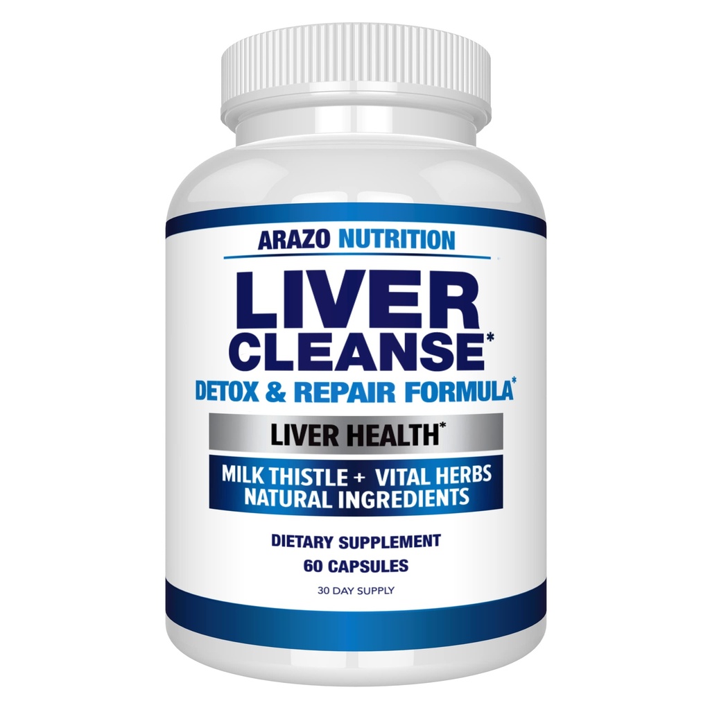 Arazo Nutrition Liver Cleanse Detox " Repair Formula – Milk Thistle Herbal Support Suplemento: Silymarin, Beet, Artichoke, Dandelion, Chicory Root
