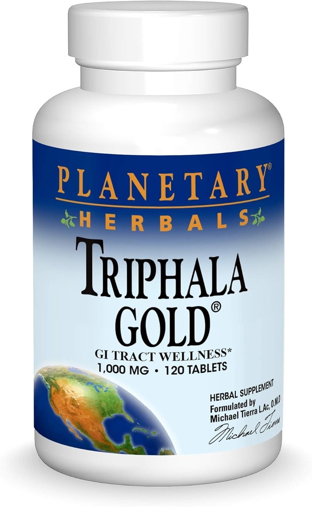 Herbals planetarios Triphala Gold 1000mg Extra Strength Ayurvedic - 120 Tabletas