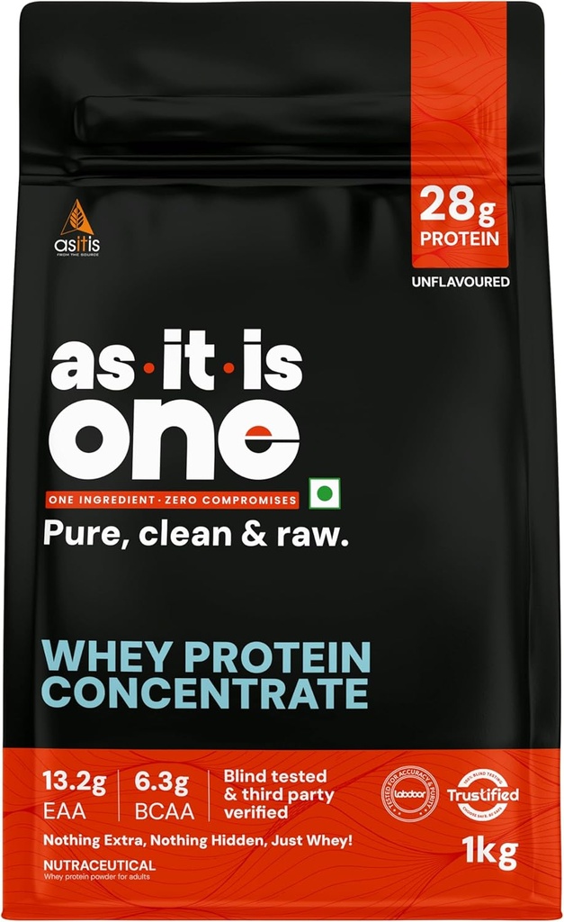 AS-IT-IS Nutrition Whey Protein Concentrate 80% - 1kg/35.2 Oz Cross-flow Microfiltered | Unflavoured | Tested for Purity | Non-gmo and Gluten-free No Preservatives