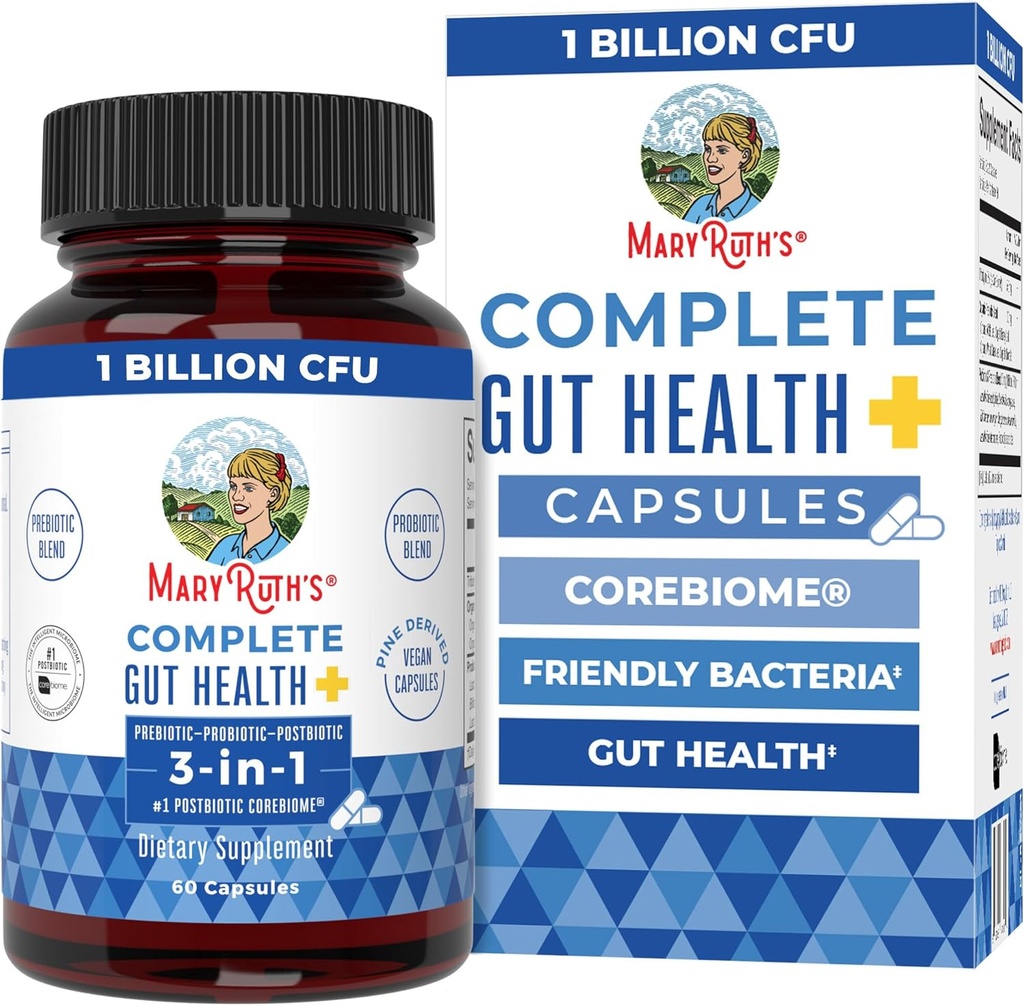MaryRuth Organics Complete Gut Health+ Capsules Silencio 5 Probiótico Blend ← Corebiome® Silencio Vegan Gut Apoyo  Apoyo Gastrointestinal Health &amp; Microbiome