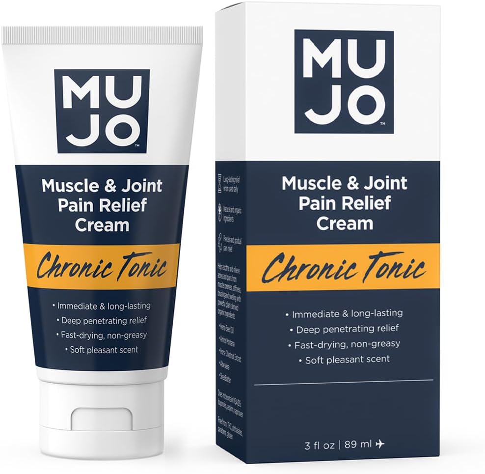 Musculo Tónico Crónico MUJO Crema de Alivio de Dolor Conjunto - Ingredientes orgánicos de acción rápida y duradera - Penetrating profundo para la artritis/Espranos - 3 fl oz