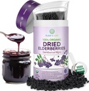 USDA Organic Dried Elderberries 1lb Bulk (Safest Packaging, Resealable Bag, BPA-Free Scoop) Natural, no irradiado, Raw Whole Black Elderberry, Immune Support, Make Sambucus Elderberry Syrup, 1 Pound