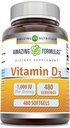 Fórmulas asombrosas Vitamina D3 1000 UI Suplemento de Softgels No-GMO TENIDO Gluten Gratis Silencio Envasado en EE.UU. (1 Pack Silencio 480 Conde)