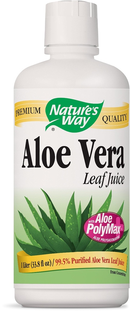 Camino de la Naturaleza Aloe Vera Hoja Jugo con Polymax+, 99.5% Purificado Aloe Vera Hoja Jugo de Concentrado, Desarrollado, 33.8 Fl Oz