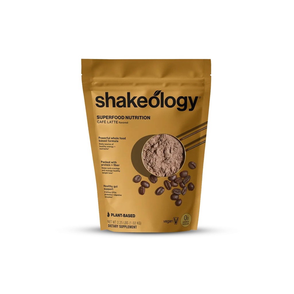 Shakeology 0g Añadido Sugar Plant Based Protein Powder Blend, Gluten-Free Shake with Vitamins and Minerals – Helps Support Healthy Weight Loss, Lean Muscle, Gut Health – Café Latte, 30 Servings