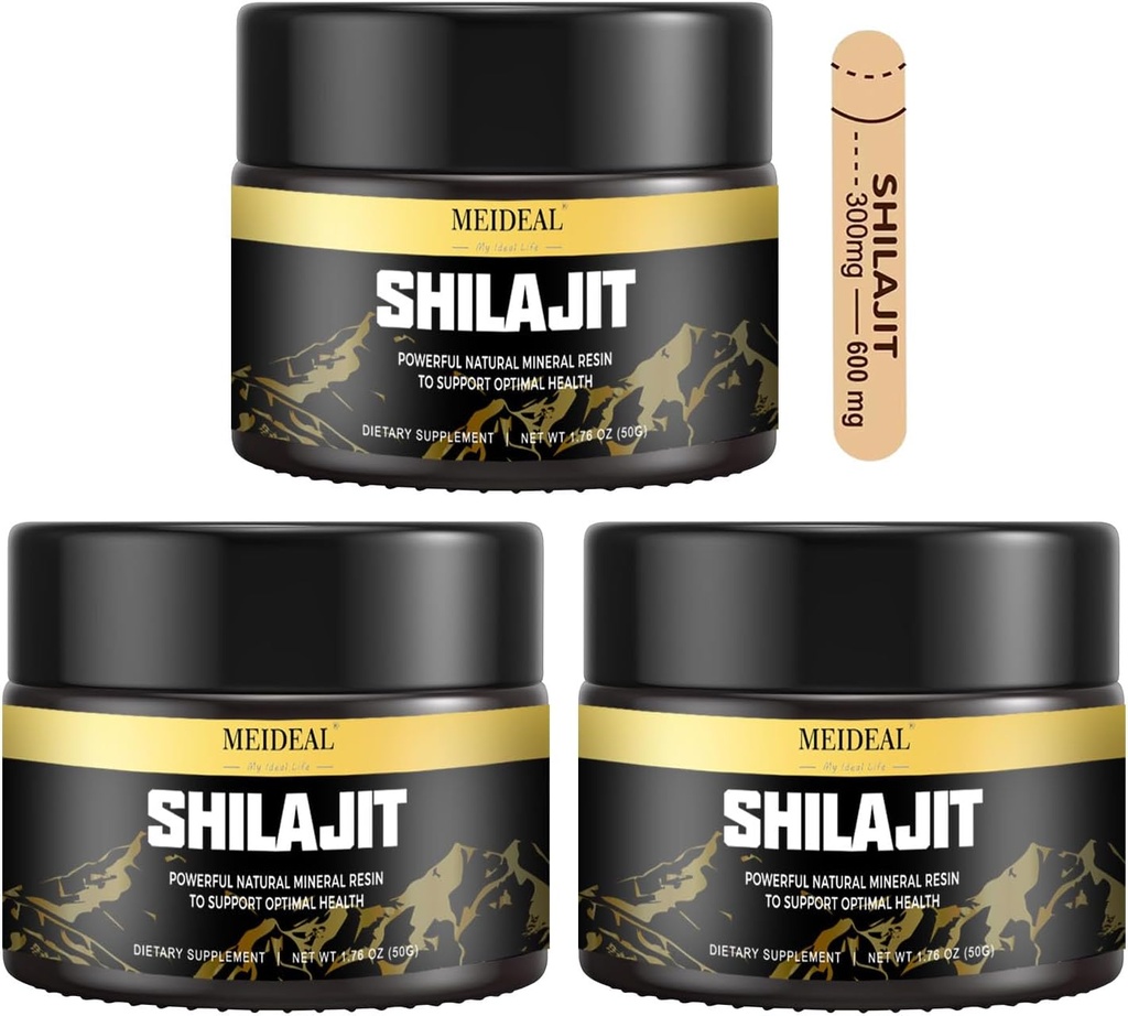 Shilajit Pure Himalayan Organic Shilajit Resin, Gold Grade Shilajit Resin with 85+ Trace Minerals & Fulvic Acid, Pure Shilajit Supplement for Better Health, 50 Gram (3 Pcs)