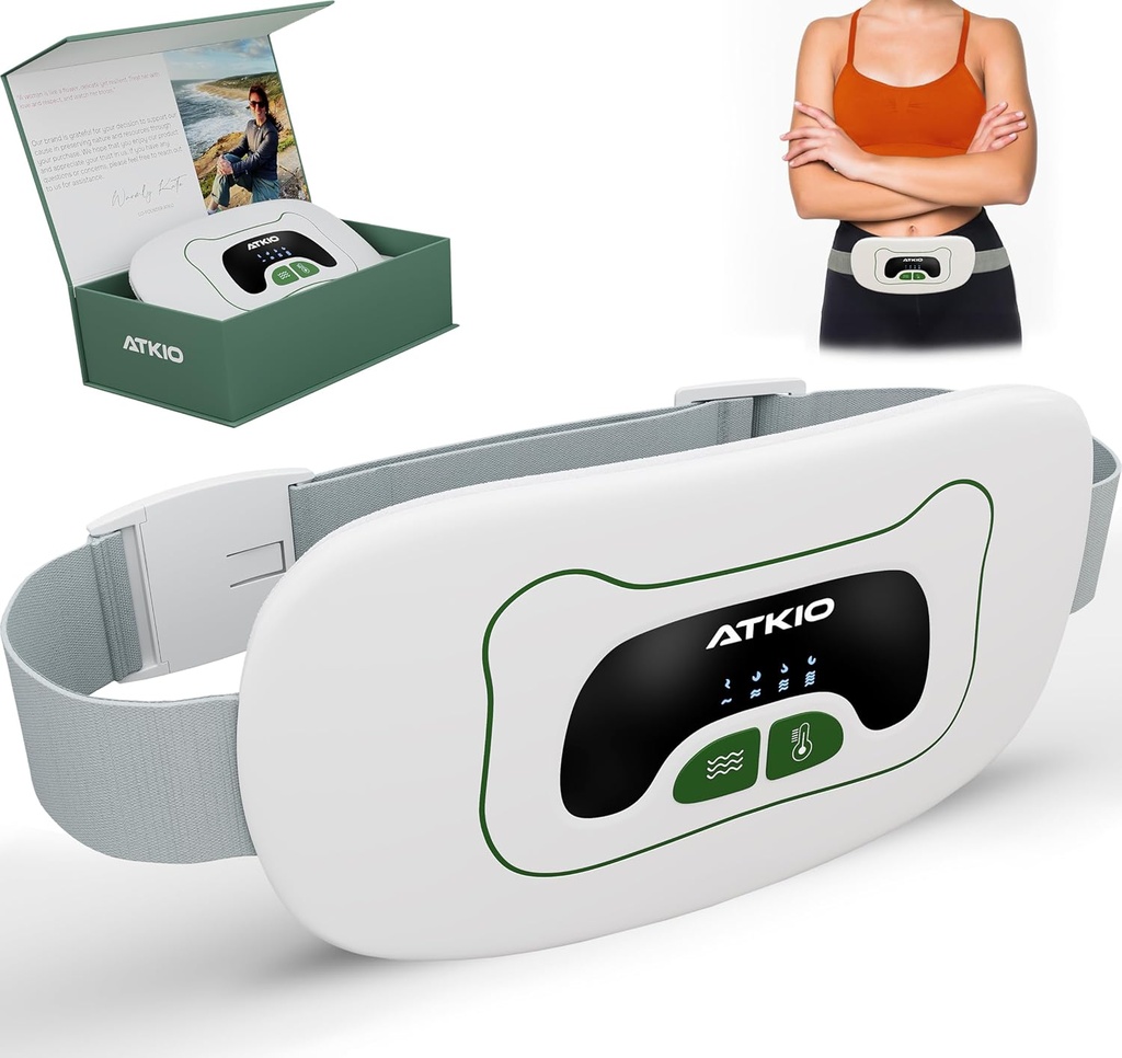 Parrilla de calefacción portátil para calambres de período - Punto de calefacción para calambres - Soportes de calefacción para mujer - 6 modos de calor y masaje - Retroalimentación del dolor Masajeador eléctrico, FSA HSA Eligible