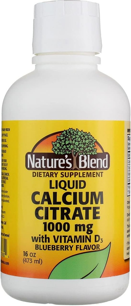 Nature's Blend Calcium Citrate with D3 Blueberry Flavored Liquid 16 oz Each (Pack of 5)