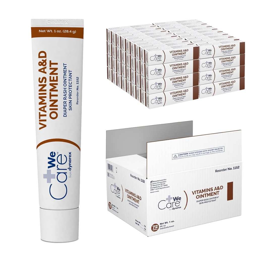 Dynarex 1152 Vitaminas A &amp; D Ungüento, Blanco, 1 oz. Tubo, paquete de 72