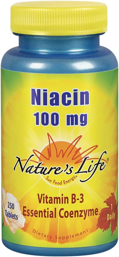 Natures Life Niacin 100mg | Vitamin B3 Supplement | Healthy Blood Lipid, Circulation & Skin Support | 250CT
