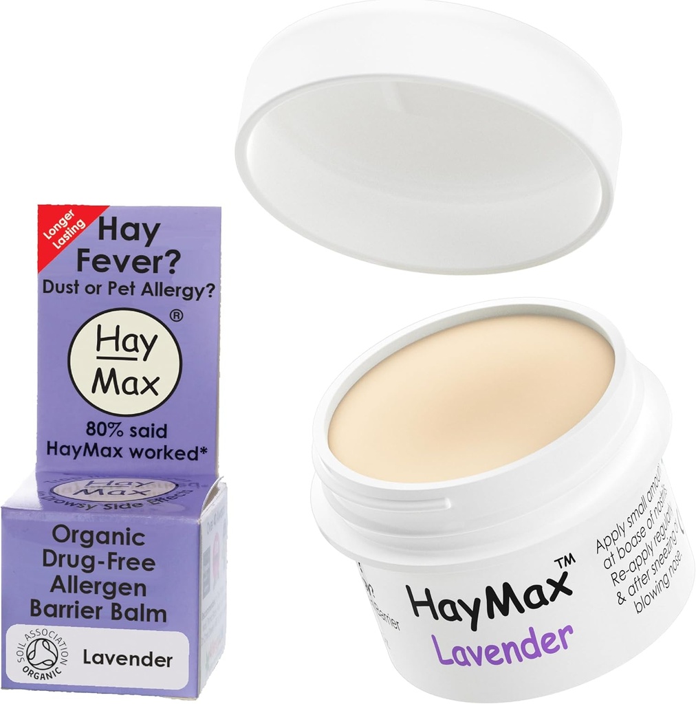 HayMax Allergen Barrier Balm - Lavender 0.17 fl oz - Organic, Natural &amp; Non-Drowsy Hay Fever & Alergy Relief Balm - Blocks Pollen &amp; Other Allergen Particles - Great for Adults, Kids &amp; Pregnant Women