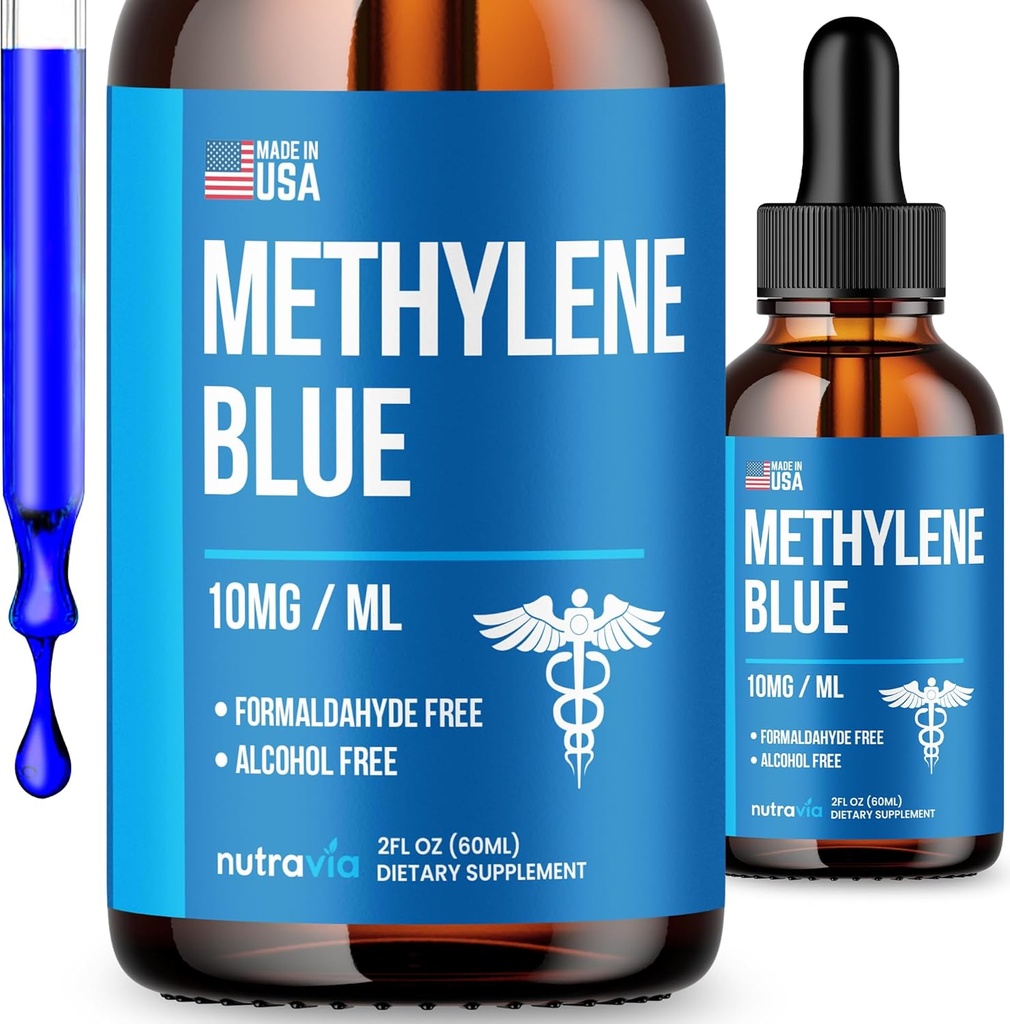 Metileno Azul 99.99% - Fórmula Oficial - Metileno Blue Liquid Drops Advanced Strength Fórmula, Aumento de la Absorción, Metileno Blue Suplemento Liquid Powder Compare to Pharmaceutical Grade (2oz)