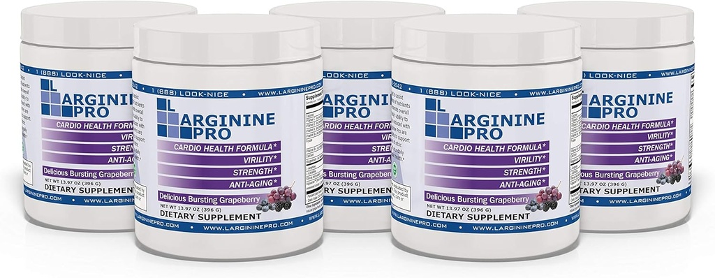 L-ARGININE PRO Silencioso 5,500mg L-Arginine Plus L-Citrulline 1,100mg Grape Powder Drink Mix Suplemento para aumentar la producción de óxido nítrico