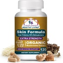 Cancer Sciences Skin Wellness Suplemento, USDA Certified Organic Extract Mushrooms Suplemento, Extra Strength 1,500 mg, High Potency 40% Beta-Glucans, Immune Support, Glowing Complexion, 120 cápsulas