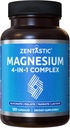 Complejo de Magnesio Zentastico 4-en-1 Suplemento – Magnesio Glycinate, Malate, Taurate & Lactate – Alta Absorción Chelated para Nerves, Muscles, Bones & Immune Support – 120 Capsules