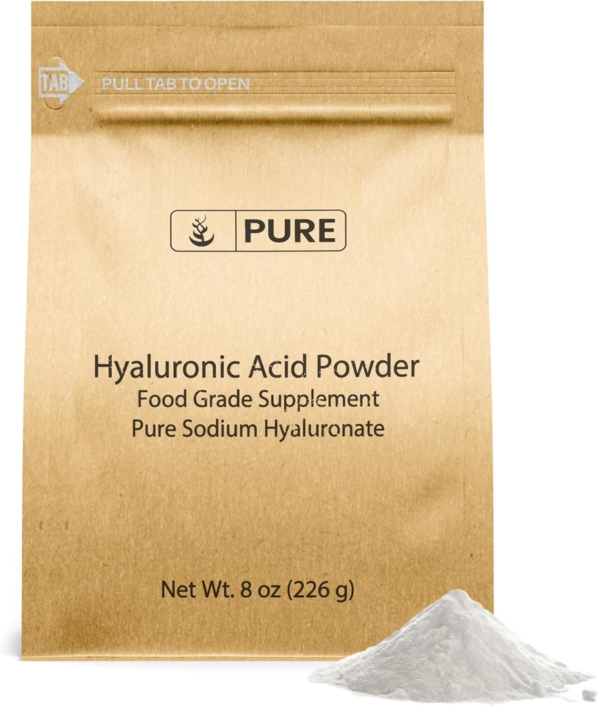 PURE ORIGINAL INGREDIENTES Ácido hialurónico (8 oz) Agua Soluble, Polvo fino