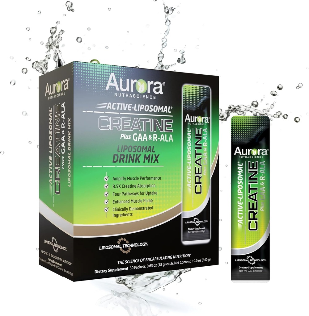 Aurora Nutrascience Active Liposomal®, Creatine Plus GAA " R-ALA, 30 Packets, 0.63 oz (18 g)