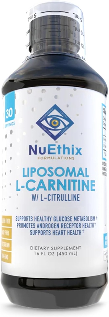 NuEthix Formulations Lipsomal L-Carnitine Suplemento 600mg con L-Citrulline 1000mg para la gestión de peso saludable, metabolismo grasa, producción de energía y aumento de flujo sanguíneo, para hombres y mujeres