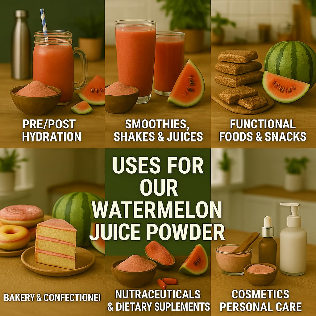 Indus Farms Superfoods All Natural Watermelon Juice Powder – Instant Drink Mix " Hydration Recipes – Electrolitos naturales, Superfood de base vegetal – Vegan, Non-GMO, Sin gluten –Smoothies, Skincare 2 LB