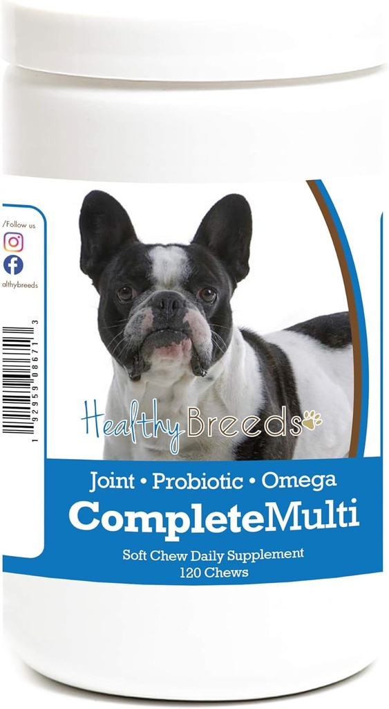 Saludable Breeds Bulldog francés Todo en un multivitamina Soft Chew 120 Conde