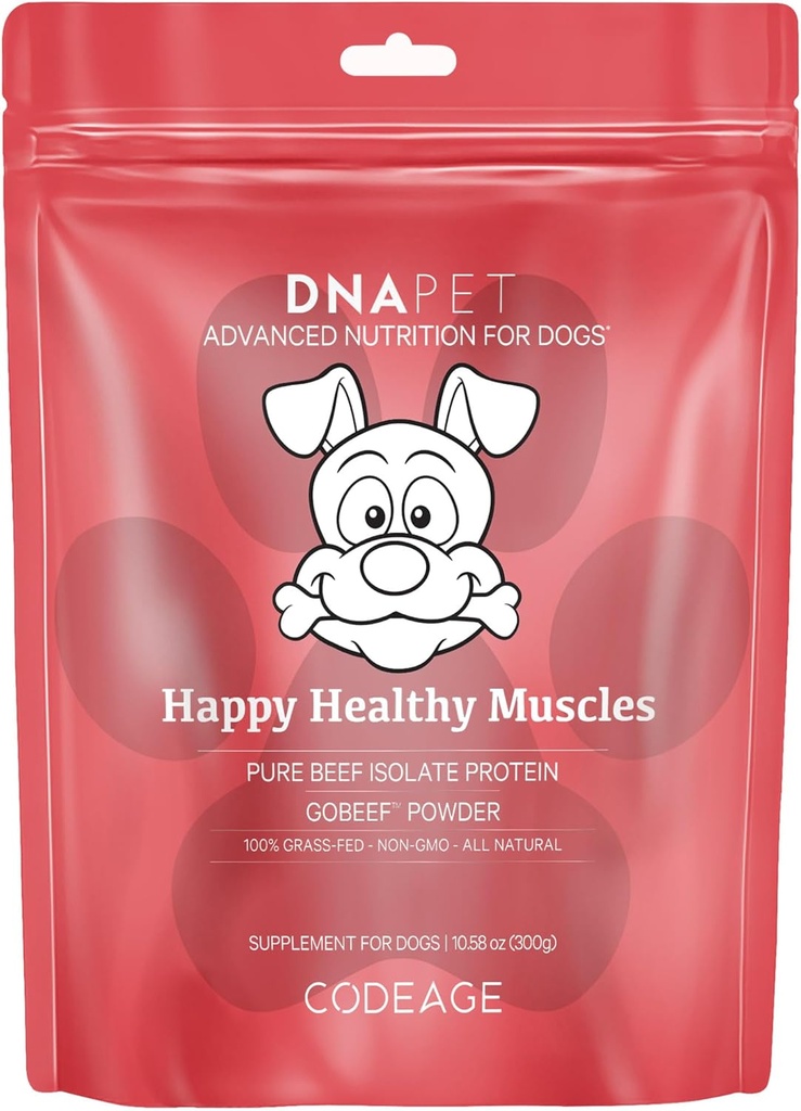 ADN PET Happy Healthy Muscles Suplemento para perros - Grass-Fed Beef Protein Powder - Rich in Collagen and Amino Acids - Pure Beef Isolate Protein - All Life Stages - Unflavored " Non-GMO - 10.58 Oz